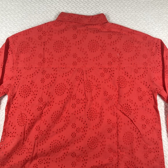JAG Women Relaxed Button-Down Shirt Small Red Eyelet MSRP $78 - Picture 7 of 13